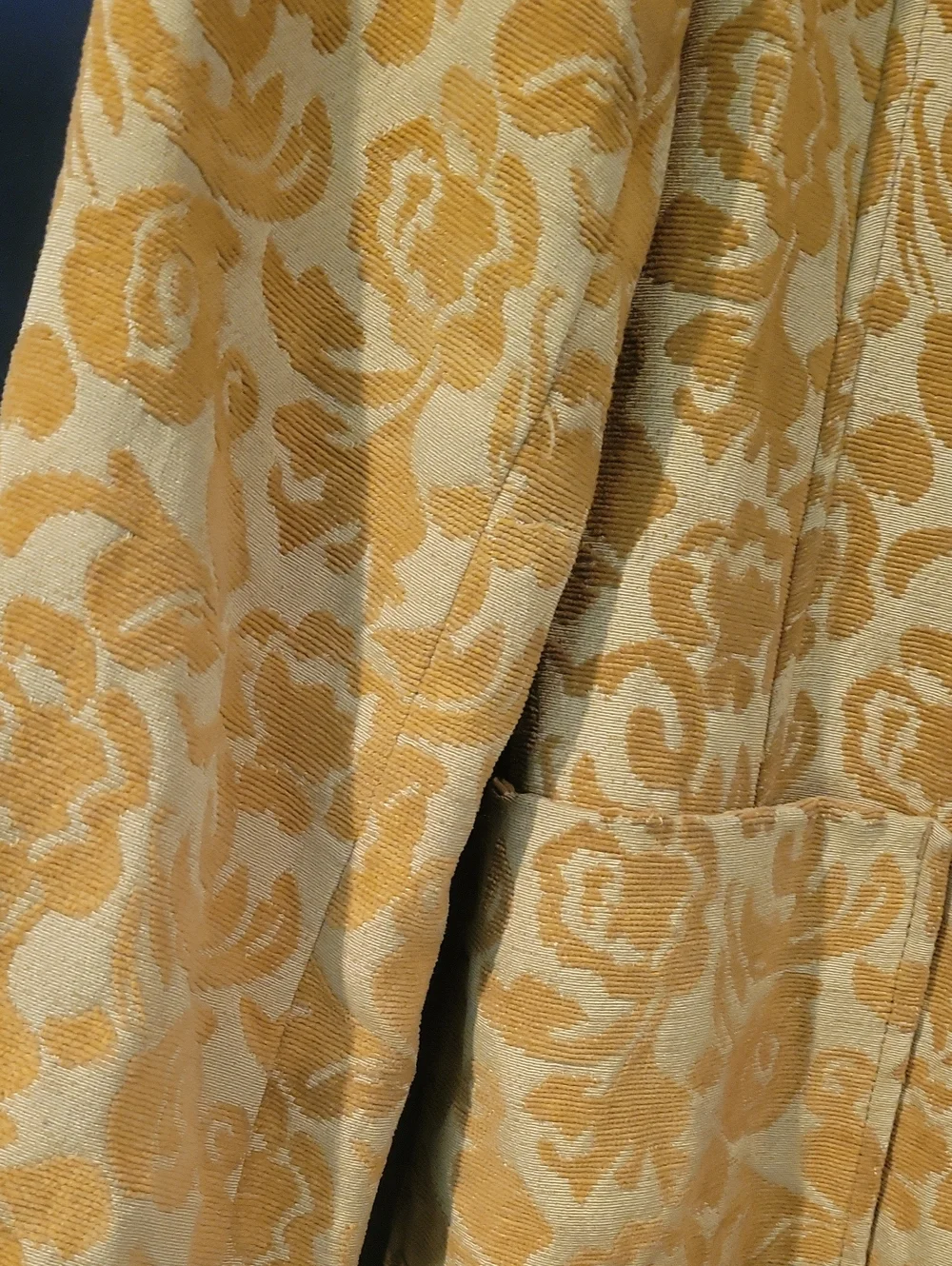 Golden Brocade Floral Long Coat